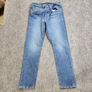 Levis Premium 501 S Jeans Woens 30x30 Blue Medium Wash Button Fly Straight Denim